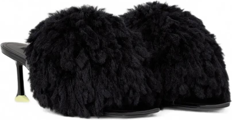 Givenchy Pompom lakleren gebreide muiltjes Zwart - Foto 4