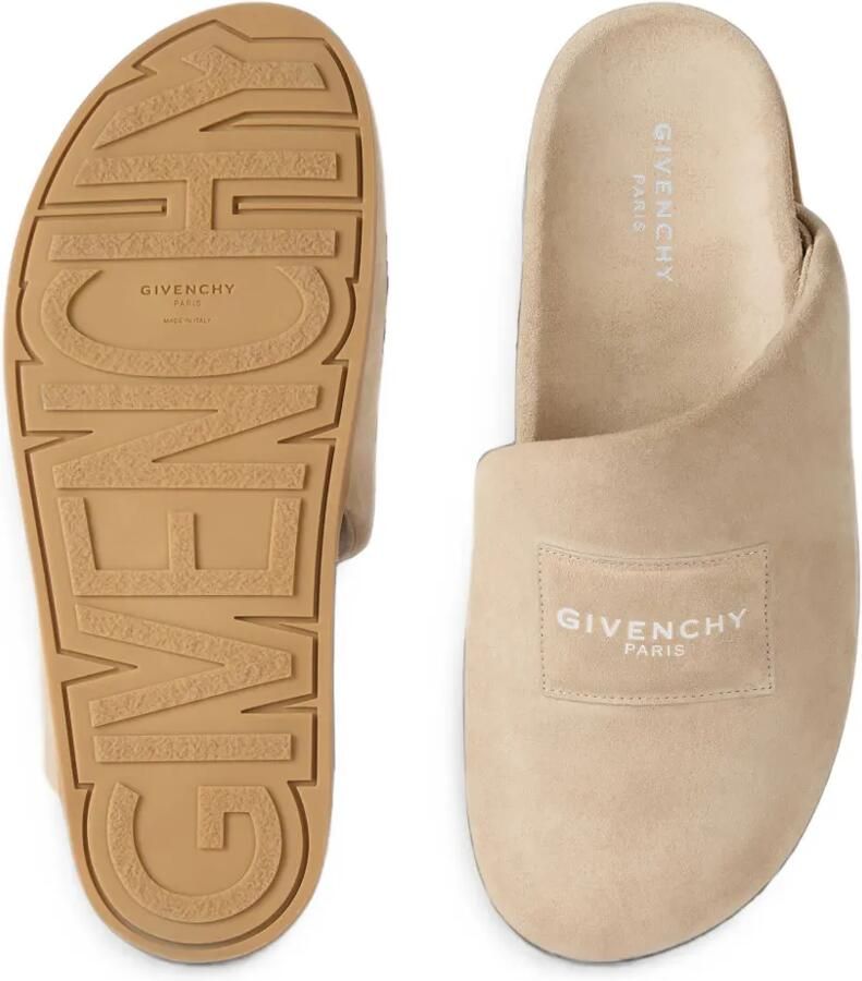 Givenchy Puffy suède muiltjes met logo-patch Beige - Foto 2