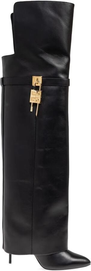 Givenchy Shark Lock Stiletto leren overknee laarzen Zwart