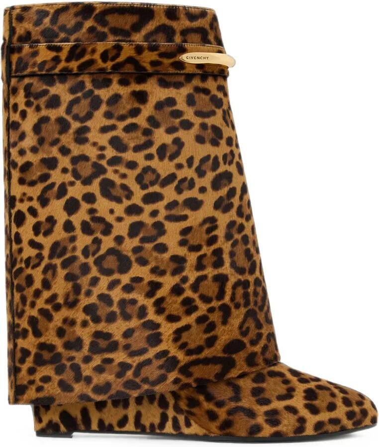 Givenchy Shark Pinch leren enkellaarzen met luipaard-print en pony-effect Bruin