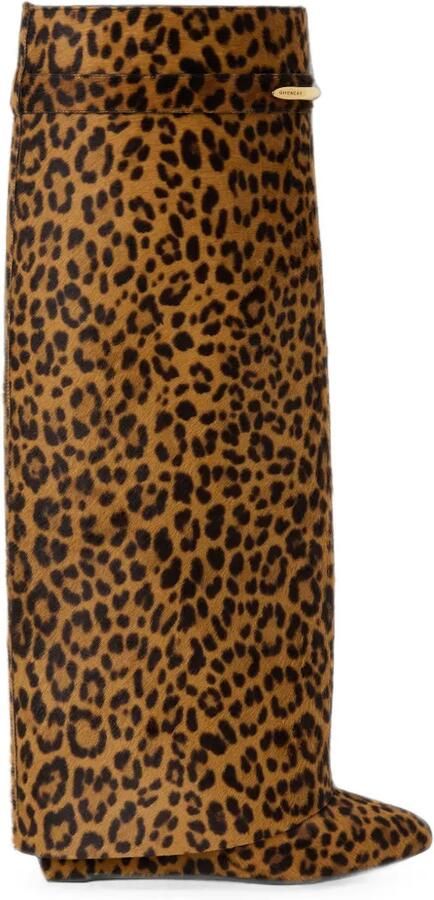 Givenchy Shark Pinch leren laarzen met luipaard-print en pony-effect Bruin