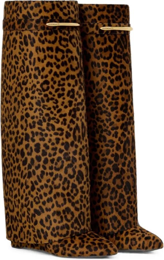 Givenchy Shark Pinch leren laarzen met luipaard-print en pony-effect Bruin - Foto 2
