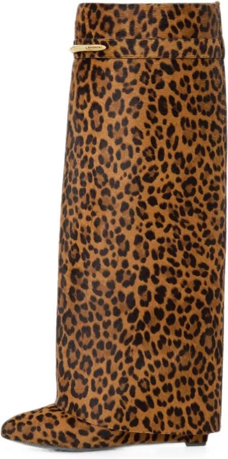 Givenchy Shark Pinch leren laarzen met luipaard-print en pony-effect Bruin - Foto 3