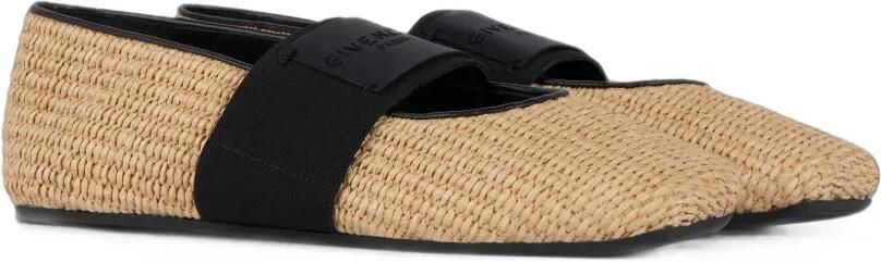 Givenchy Sliced Square ballerina's met raffia-effect Beige - Foto 4