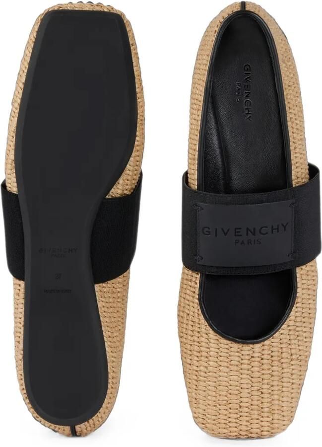 Givenchy Sliced Square ballerina's met raffia-effect Beige - Foto 2