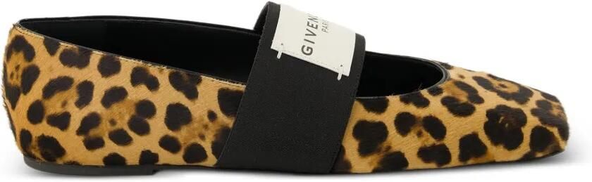 Givenchy Sliced Square leren ballerina's met luipaard-patroon Bruin