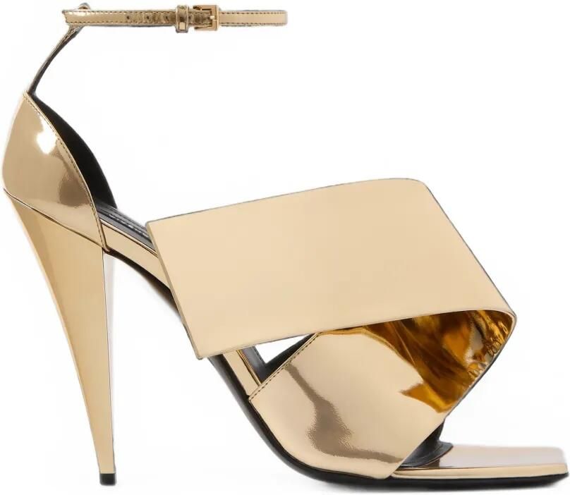 Givenchy Sliced Square leren sandalen met hak en spiegelend effect Goud