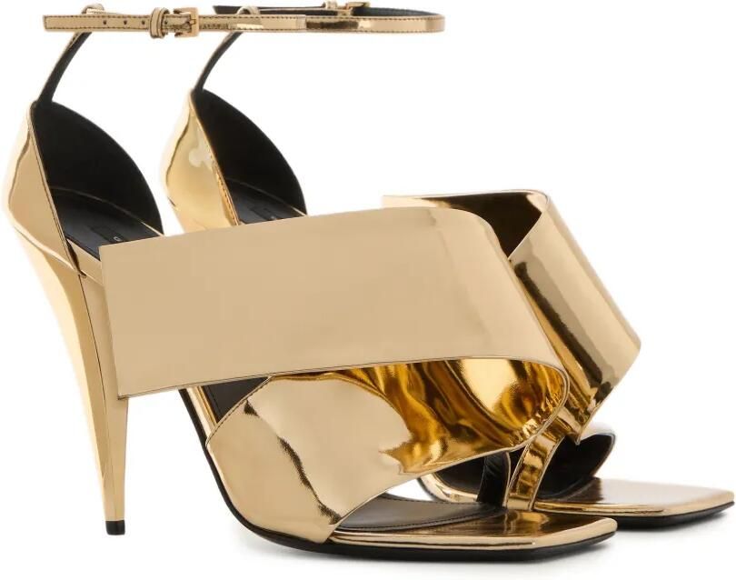 Givenchy Sliced Square leren sandalen met hak en spiegelend effect Goud - Foto 5