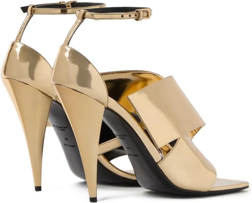 Givenchy Sliced Square leren sandalen met hak en spiegelend effect Goud - Foto 4