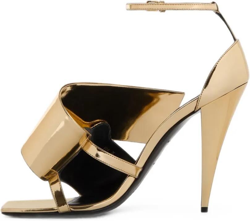 Givenchy Sliced Square leren sandalen met hak en spiegelend effect Goud - Foto 3