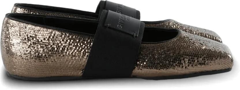 Givenchy Sliced Square metallic leren ballerina's met glitters Bruin