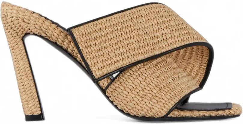 Givenchy Sliced Square muiltjes met raffia-effect en hak Beige