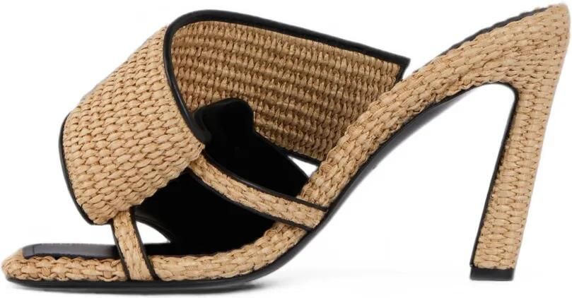 Givenchy Sliced Square muiltjes met raffia-effect en hak Beige - Foto 2