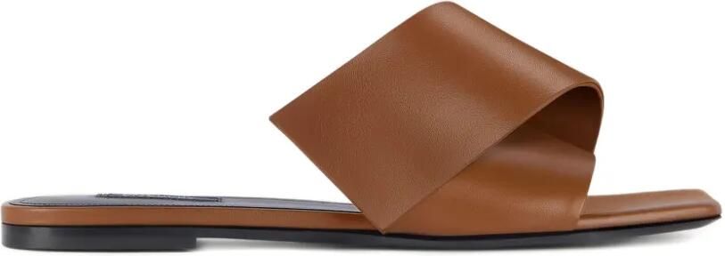 Givenchy Sliced Square platte leren sandalen Bruin