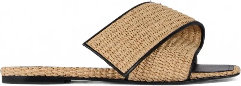 Givenchy Sliced Square platte muiltjes met raffia-effect Beige