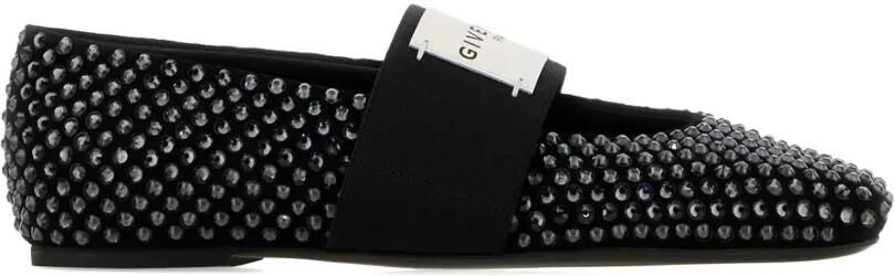 Givenchy Sliced Square suède ballerina's met stras Zwart