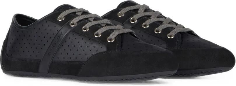 Givenchy Slim leren en suède sneakers met geperforeerde details Zwart - Foto 3