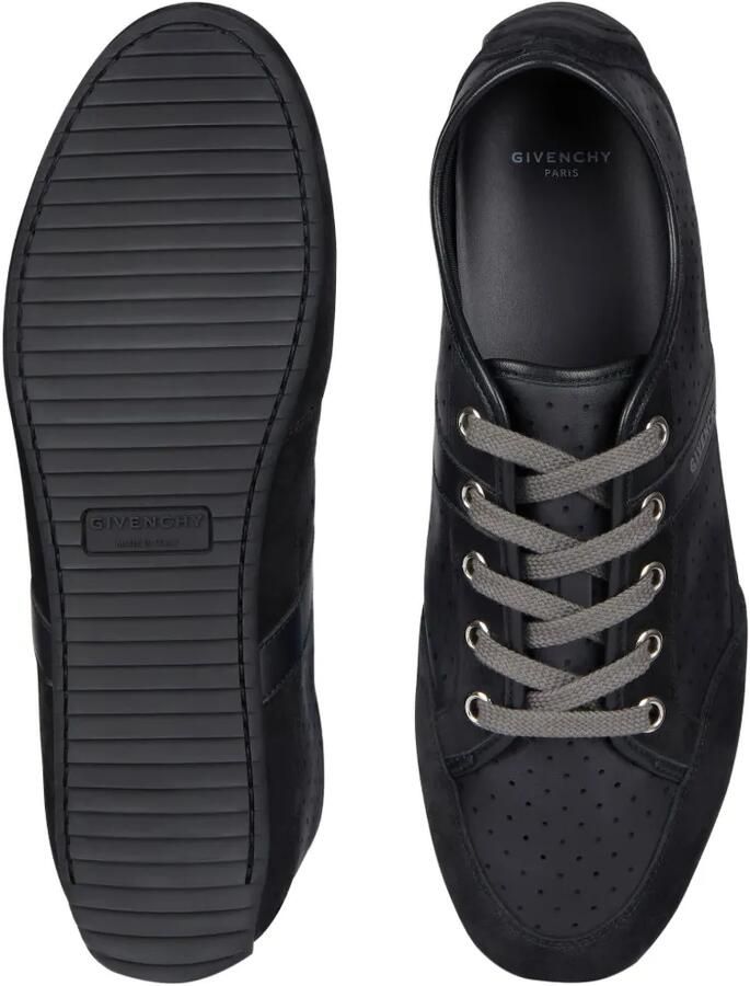 Givenchy Slim leren en suède sneakers met geperforeerde details Zwart - Foto 2