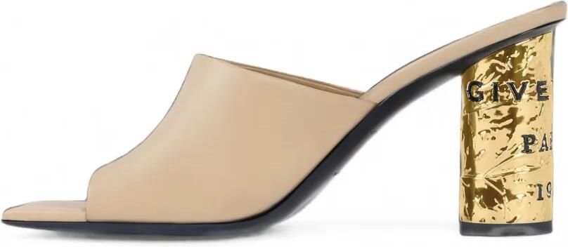 Givenchy Tape leren muiltjes met hak Beige - Foto 4