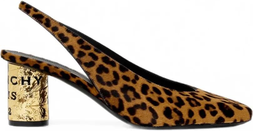 Givenchy Tape leren slingback pumps met luipaard-effect Bruin