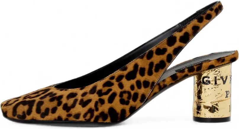 Givenchy Tape leren slingback pumps met luipaard-effect Bruin - Foto 4