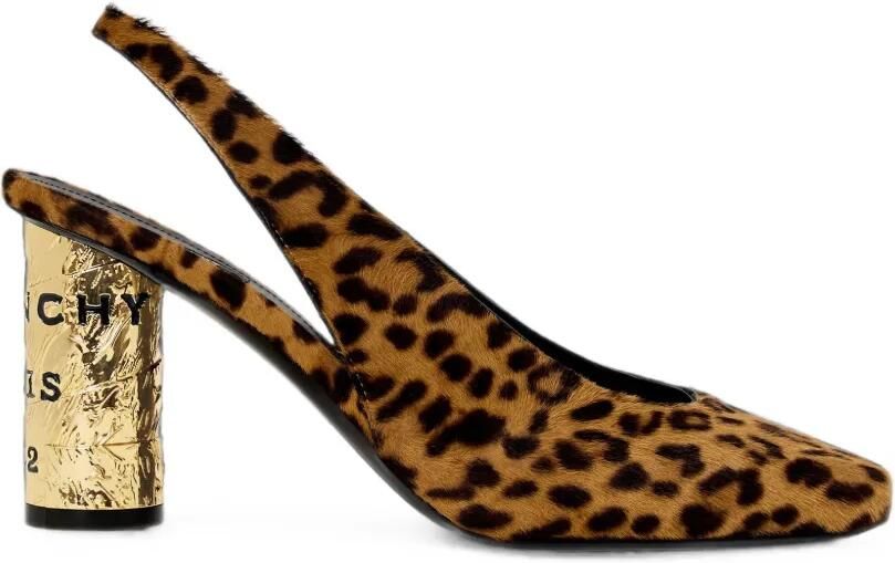 Givenchy Tape leren slingback pumps met luipaard-effect Bruin