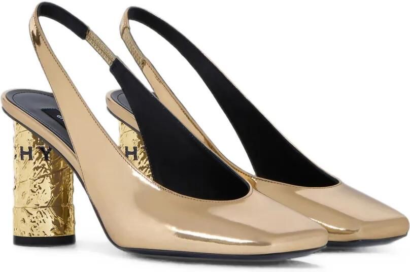 Givenchy Tape leren slingback pumps met spiegelend effect Goud - Foto 4