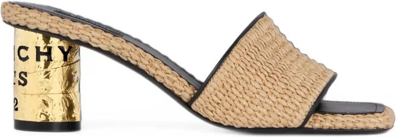 Givenchy Tape muiltjes met raffia-effect en hak Beige