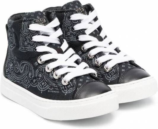 Givenchy Kids 4G high-top sneakers met bandana-print Zwart
