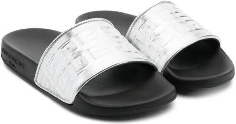 Givenchy Kids Slippers met Greca-reliëf Zilver