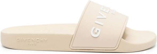 Givenchy Slippers met logo-reliëf Beige