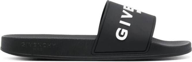 Givenchy Slippers met logo-reliëf Zwart