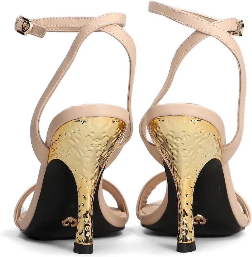 Gold & Rouge Biscuit stiletto sandalen met gehamerd effect Beige