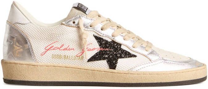 Golden Goose Ballstar metallic leren sneakers Wit