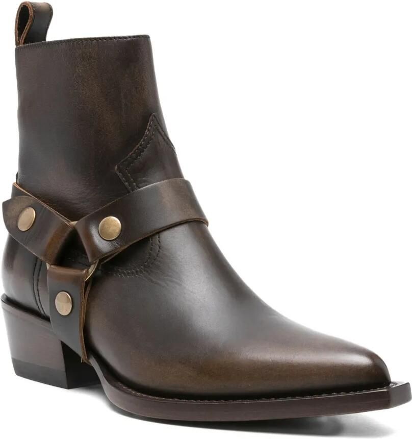 Golden Goose 40 mm leren enkellaarzen met bandje Bruin