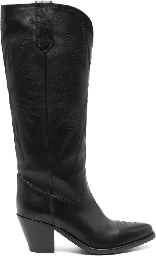 Golden Goose 65 mm leren cowboylaarzen Zwart