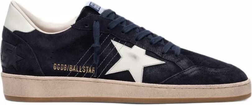 Golden Goose Ball Star in dark blue suede with white leather star sneakers Blauw