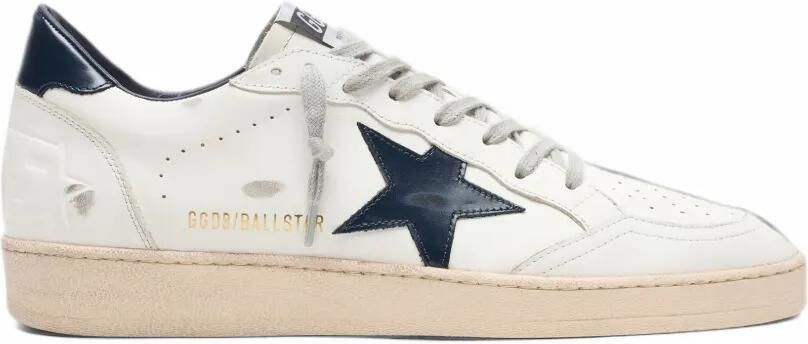 Golden Goose Ball Star in white leather with dark blue star