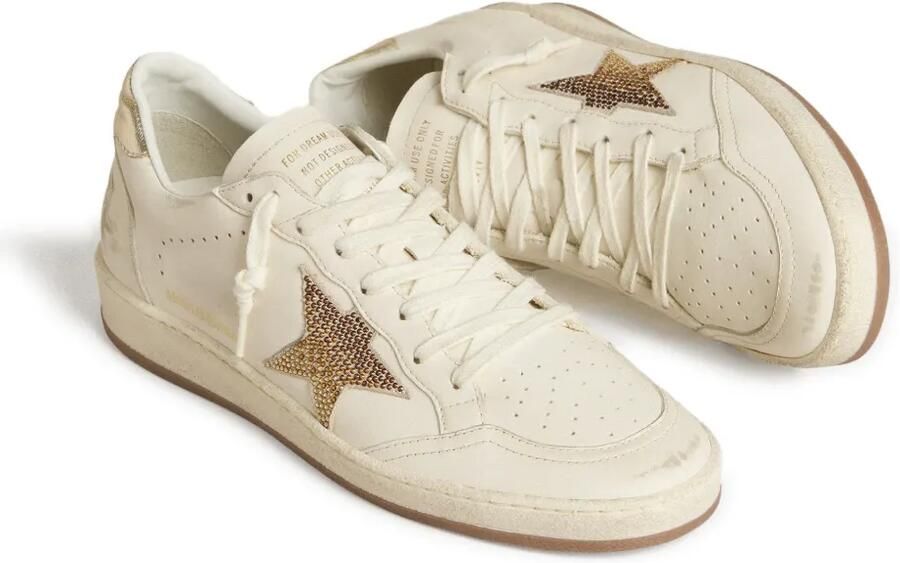 Golden Goose Ball Star leren sneakers met kristallen ster en metallic hiellus Wit