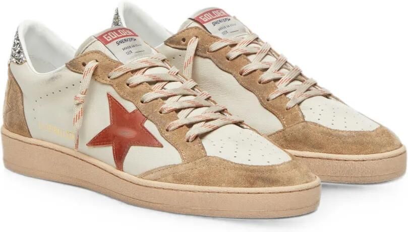 Golden Goose Ball Star leren sneakers met leren ster en suède inzetstukken Beige