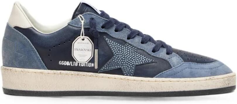 Golden Goose Ball Star LTD leren sneakers met Swarovski kristallen ster en suède inzetstukken Blauw