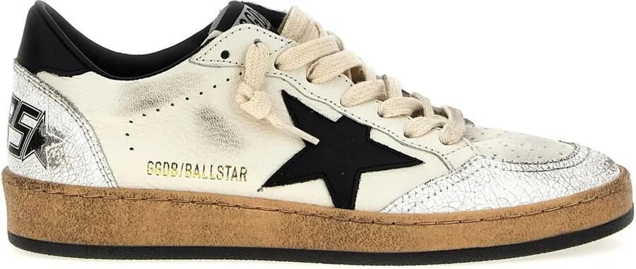 Golden Goose Ball Star nappa sneakers met zwarte ster en zwart hielstuk Beige