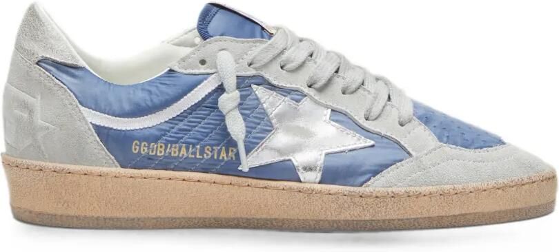 Golden Goose Ball Star nylon sneakers met suède inzetstukken en metallic zilveren leren ster Blauw