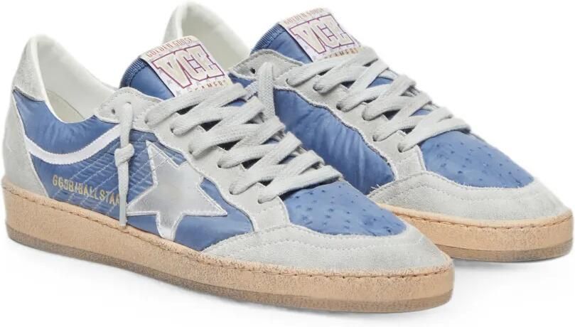 Golden Goose Ball Star nylon sneakers met suède inzetstukken en metallic zilveren leren ster Blauw - Foto 4