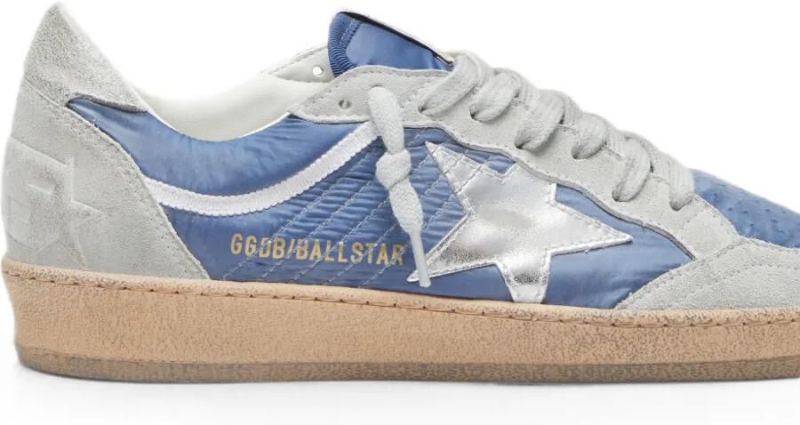 Golden Goose Ball Star nylon sneakers met suède inzetstukken en metallic zilveren leren ster Blauw - Foto 3