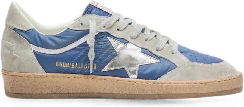 Golden Goose Ball Star nylon sneakers met suède inzetstukken en metallic zilveren leren ster Blauw