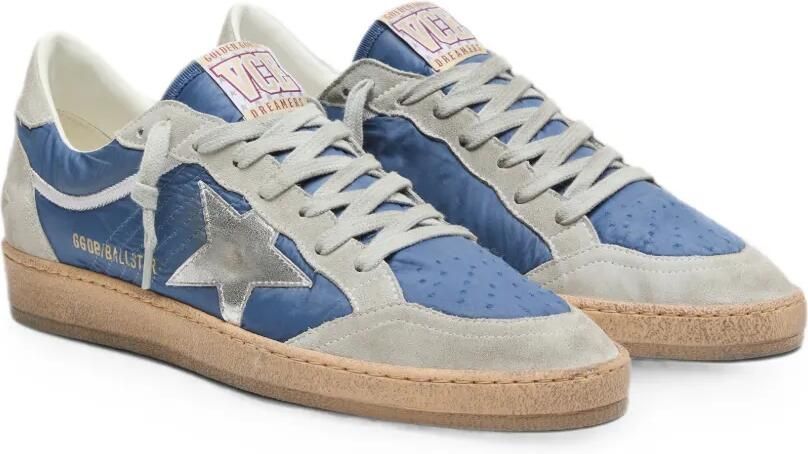 Golden Goose Ball Star nylon sneakers met suède inzetstukken en metallic zilveren leren ster Blauw - Foto 4