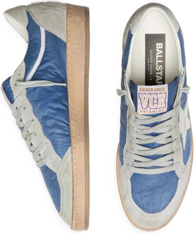 Golden Goose Ball Star nylon sneakers met suède inzetstukken en metallic zilveren leren ster Blauw - Foto 2