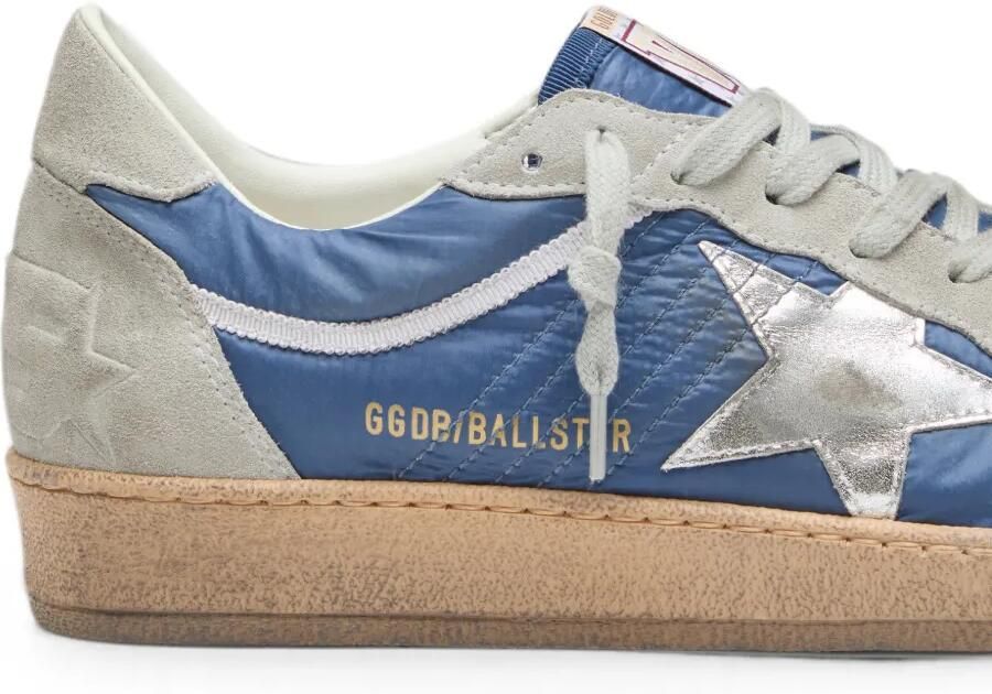 Golden Goose Ball Star nylon sneakers met suède inzetstukken en metallic zilveren leren ster Blauw - Foto 3