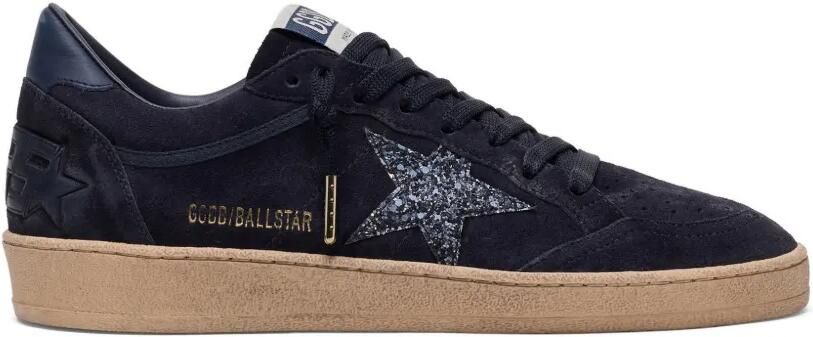 Golden Goose Ball Star sneakers in donkerblauw suède met donkerblauwe glitterster